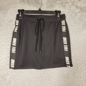 NELK BOYS FULL SEND Black Athletic Skirt With Logo Tape Drawstring Waist Size S